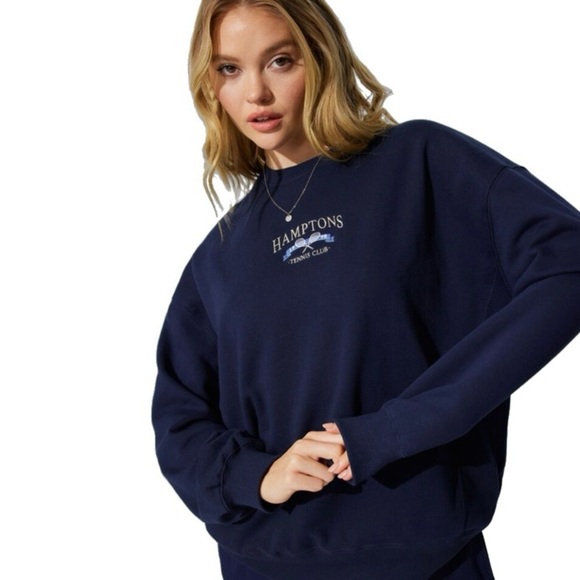 GARAGE Hamptons Tennis Club Oversized Crewneck Sweatshirt, Mariana Blue size M - Picture 1 of 8